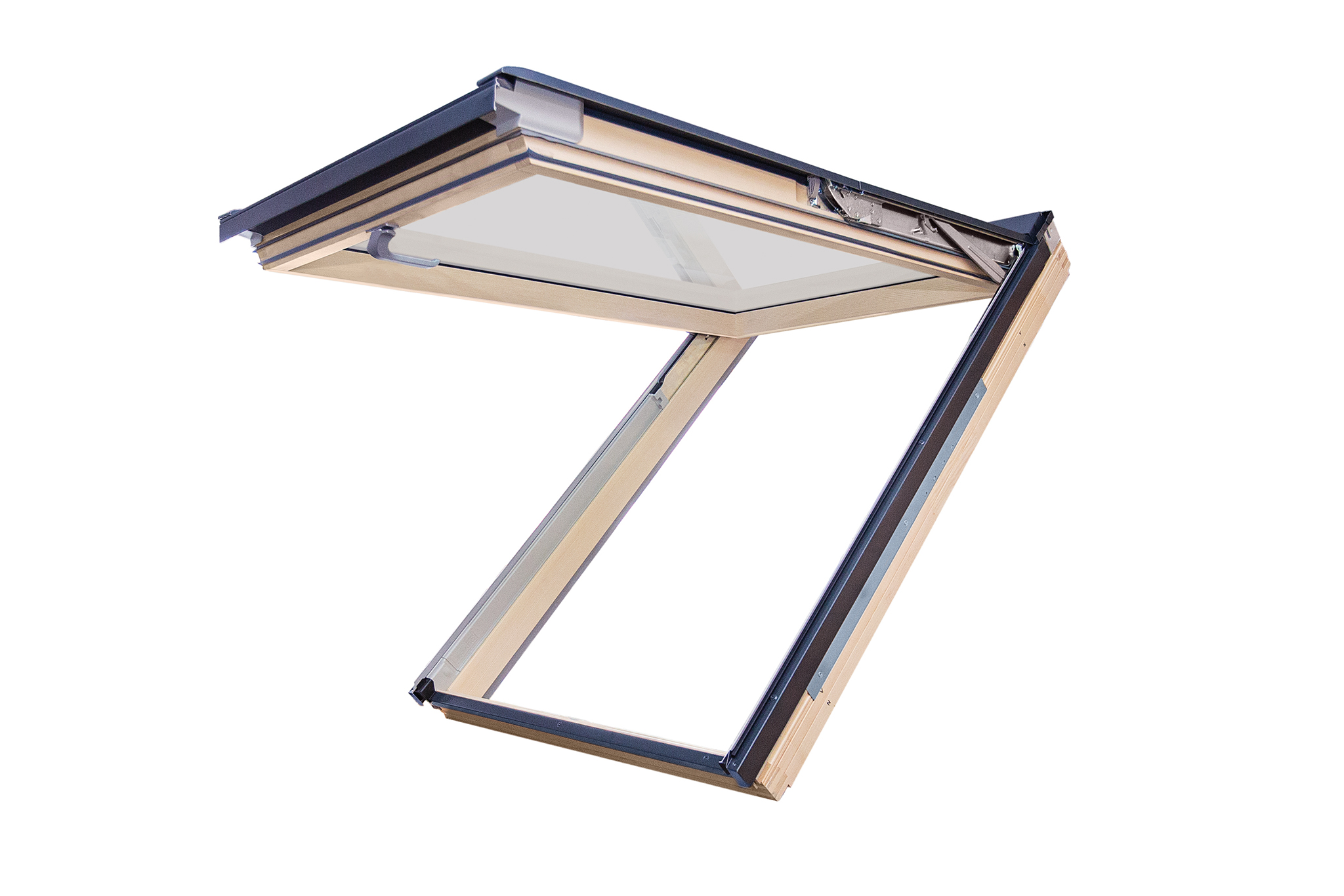 Fenêtre projection-rotation en bois et alu RAL7016