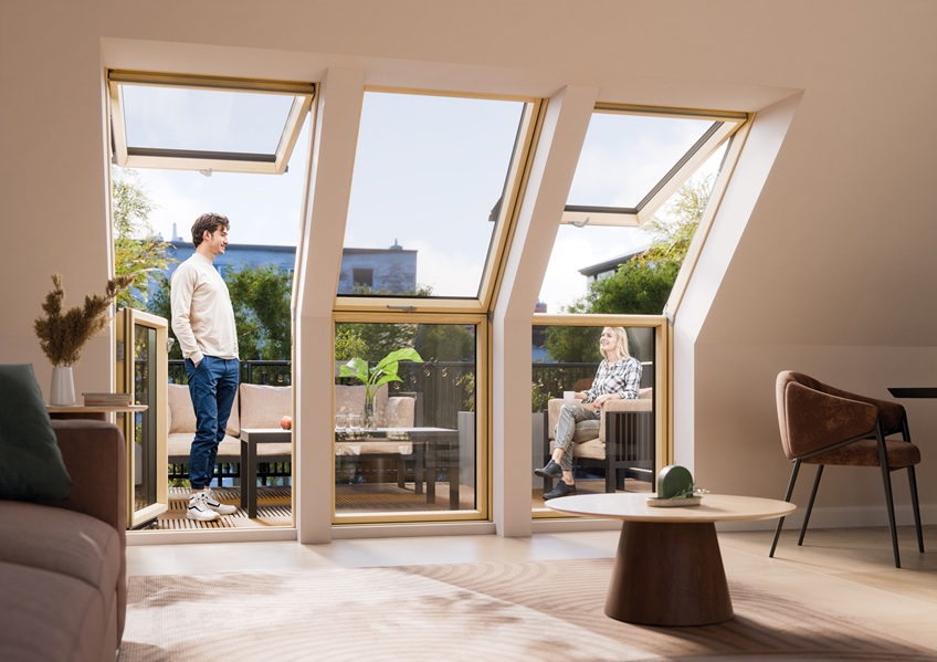 Verrière terrasse en bois et alu RAL7016 - FAKRO